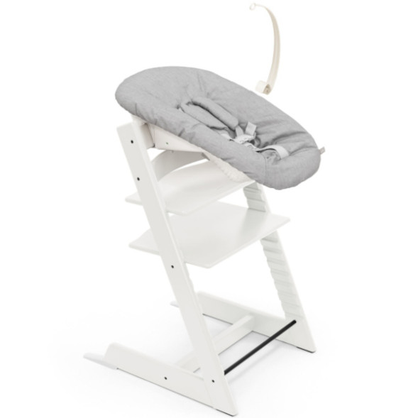 Chaise Haute Tripp Trapp "Blanc" en bois de hêtre + Set Nouveau-né