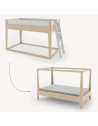 Lit enfant convertible en bois Perch Nest "Blanc/Bouleau" 90x200
