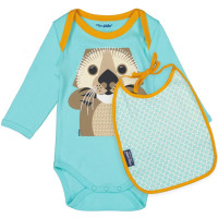 Set body + bavoir en coton bio "Mibo Loutre" Coq en Pâte