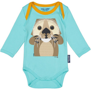 Set body + bavoir en coton bio "Mibo Loutre" Coq en Pâte
