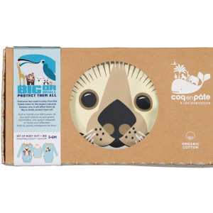 Set body + bavoir en coton bio "Mibo Loutre" Coq en Pâte