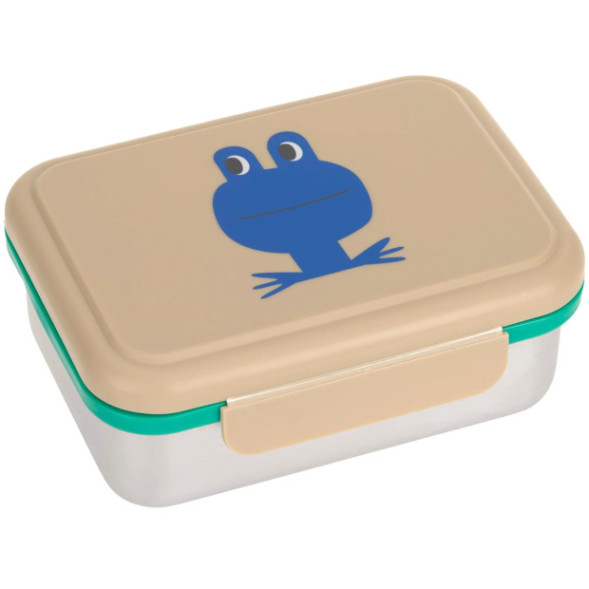 Boîte repas & goûter compartimentée en inox "Happy Trails Frog"