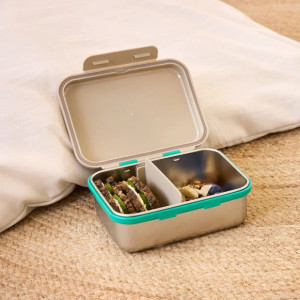 Boîte repas & goûter compartimentée en inox "Happy Trails Frog" Lassig