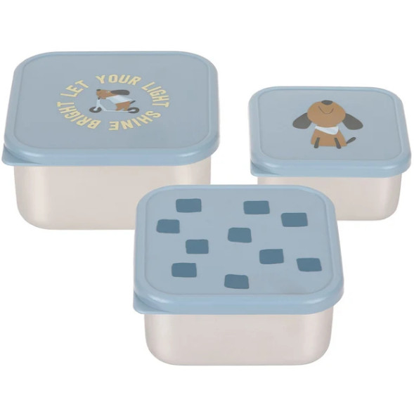 Boîtes à gouter en inox Pattern "Party Blue" (x3)