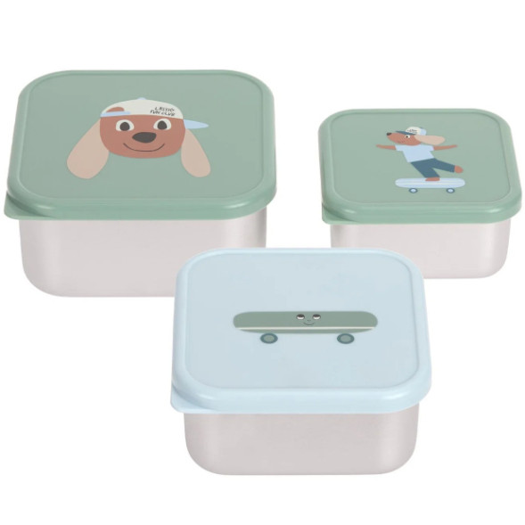 Boîtes à gouter en inox Tiny "Team Chien" (x3)