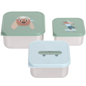 Boîtes à gouter en inox Tiny "Team Chien" (x3) Lassig