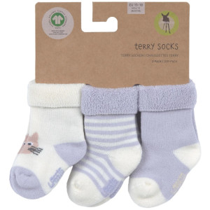 Chaussettes bébé Naissance en coton bio bouclette "Chat" (x3) Lassig