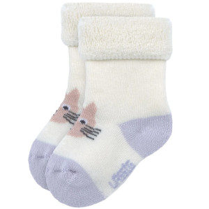 Chaussettes bébé (4-12 mois) en coton bio bouclette "Chat" (x3)