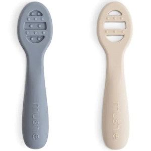 Cuillère bébé en silicone 1er âge "Alizée / Sable" (6 mois et +) Mushie