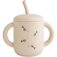 Tasse d'apprentissage avec paille en silicone "Abeilles"