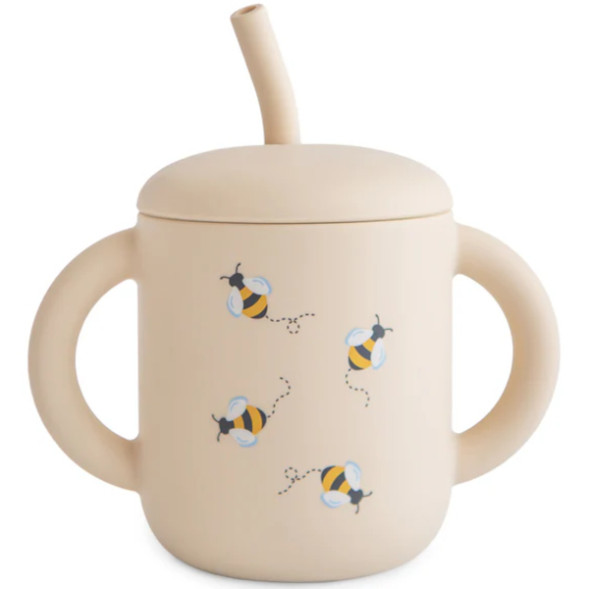 Tasse d'apprentissage avec paille en silicone "Abeilles"