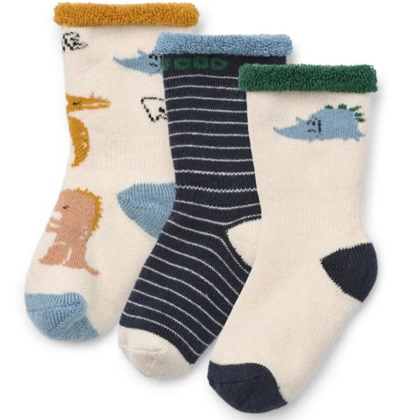 Chaussettes bébé en coton bouclette Eloy "Dino Multi Mix" (x3)