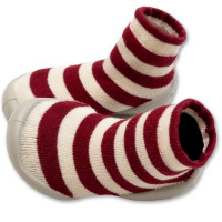 Chaussons Chaussettes adulte "Rayures Bordeaux"
