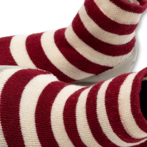 Chaussons Chaussettes adulte et enfant "Rayures Bordeaux" Collégien