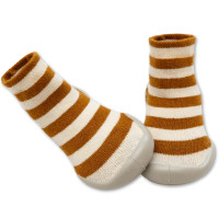 Chaussons Chaussettes adulte "Rayures Moutarde"