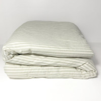 Housse de couette enfant (140x200cm) en Percale de Coton Bio "Rayé Tilleul"