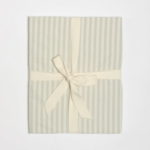 Housse de couette enfant (140x200cm) en Percale de Coton Bio "Rayé Tilleul" Kadolis