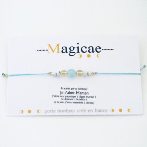 Bracelet porte-bonheur en pierres naturelles "JE T'AIME MAMAN" Magicae