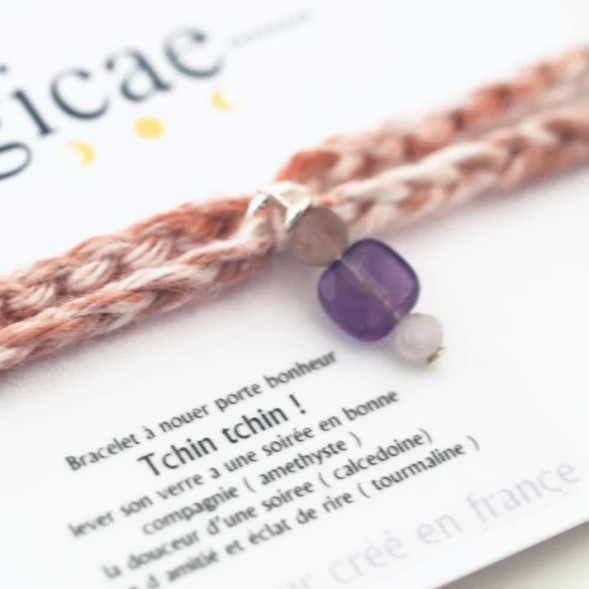 Bracelet porte-bonheur en pierres naturelles à nouer "TCHIN TCHIN !"
