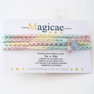 Bracelet porte-bonheur en pierres naturelles à nouer Edition Limitée "TOI +MOI" Magicae