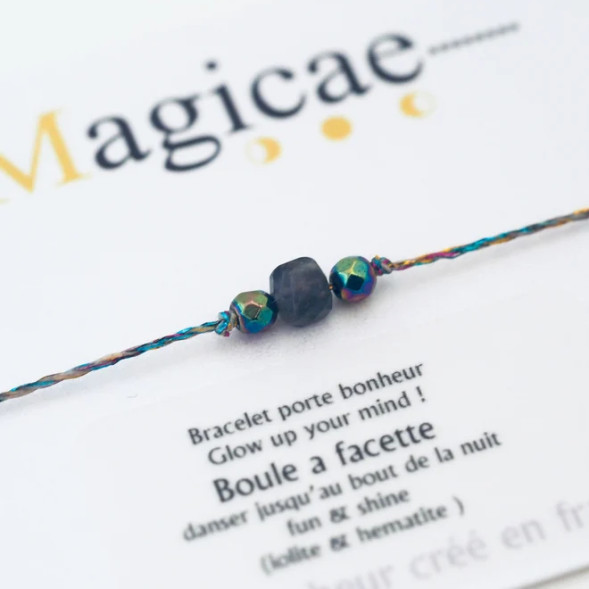 Bracelet porte-bonheur en pierres naturelles Glow up Your mind "BOULE À FACETTE"