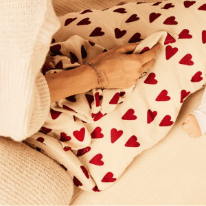 1 maxi-lange en gaze de coton Capsule "Coeur" Bebel