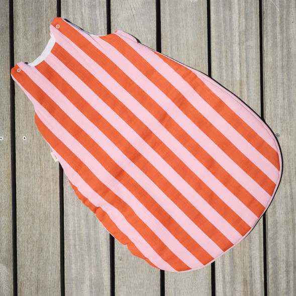 Turbulette hiver en double gaze de coton matelassée Capsule "Elma Rayures Orange" (0-12 mois) Bebel