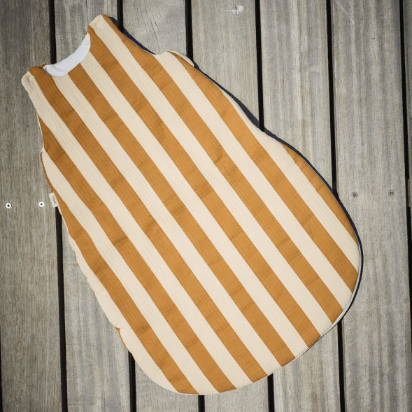 Turbulette hiver en double gaze de coton matelassée Capsule "Elma Rayures Camel" (0-12 mois)