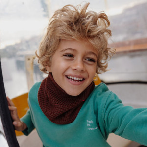 Tour de cou enfant en coton bio et polaire Snood Cocoon "Coffee" (6/10 ans) Hello Hossy
