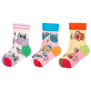 Pack Chaussettes enfant (2-3 ans) en coton bio "Cats" Hello Hossy