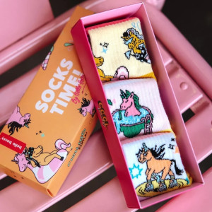 Pack Chaussettes fille (7-9 ans) en coton bio "Unicorn" Hello Hossy