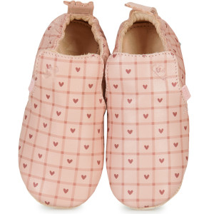 Chaussons bébé en cuir My Blublu "Nappe Coeurs" Easy Peasy