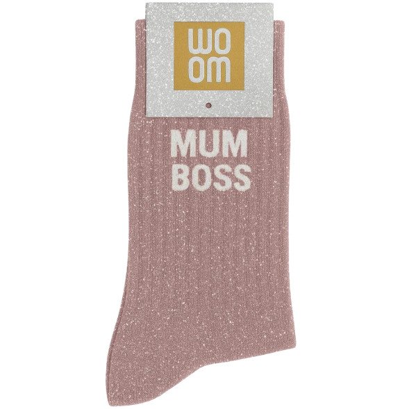 Chaussettes à Paillettes femme "Mum Boss" Rose Gold (Taille 36-40)