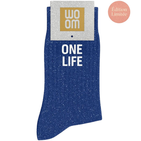 Chaussettes à Paillettes femme "One Life" Bleu Electrique (Taille 36-40)