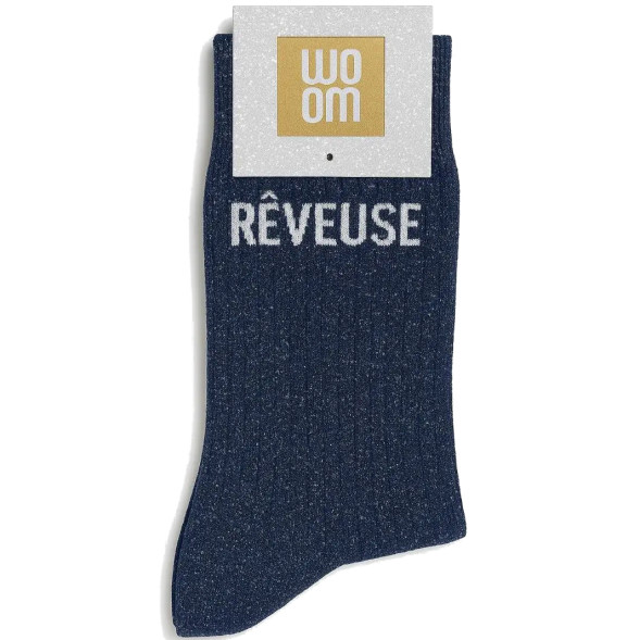 Chaussettes à Paillettes femme "Rêveuse" Marine (Taille 36-40)