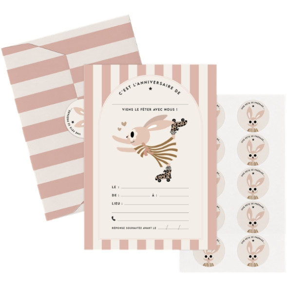 Set d’invitations Anniversaire "Lapin Suzie"