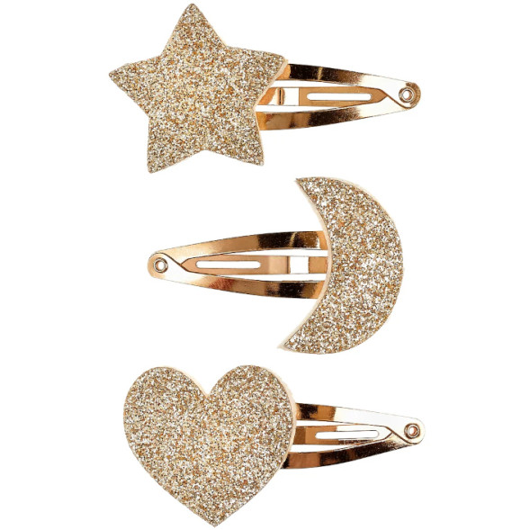 Barettes à cheveux enfant "Penelope Etoile-Lune-Coeur" (x3)