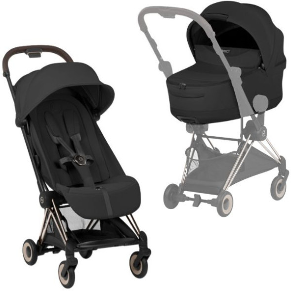 Pack Duo Poussette COYA Style Champagne "Sepia Black" + Nacelle Pliable