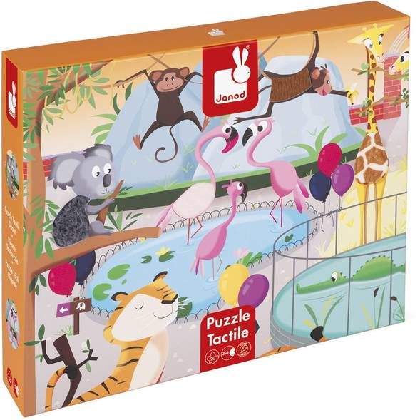 Puzzle enfant géant tactile "Une journée au Zoo" janod -