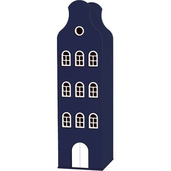 Armoire Amsterdam Kast Van Een Huis avec toit cloche "Bleu Nuit" (216x40)