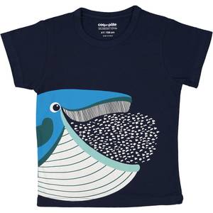 T-shirt enfant manches courtes en coton bio Baleine coq en pâte 