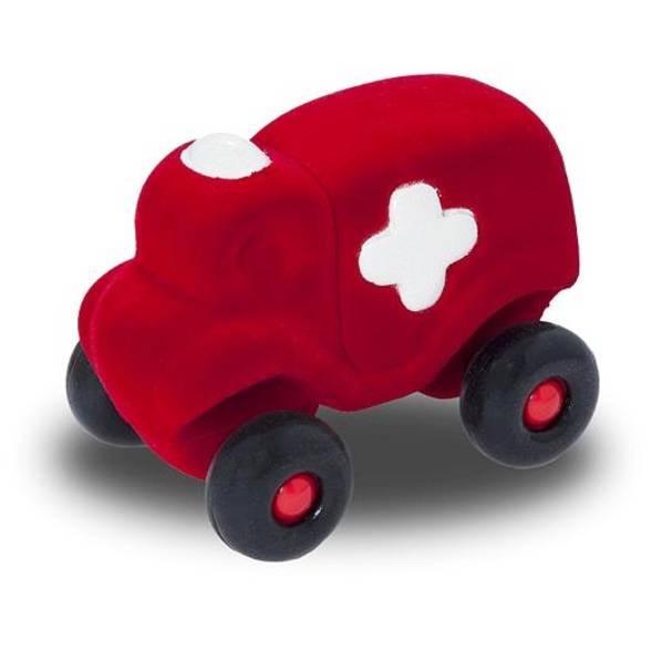 Jouet en caoutchouc naturel Camion Ambulance "Rouge" (11 cm)