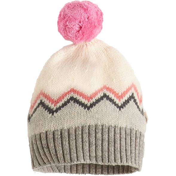 Chunky knitted zig zag pom pom hat pinks - bonnie mob