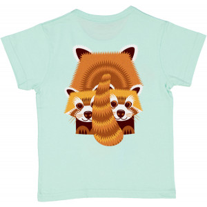 T-shirt enfant manches courtes en coton bio Panda Roux coq en pâte 