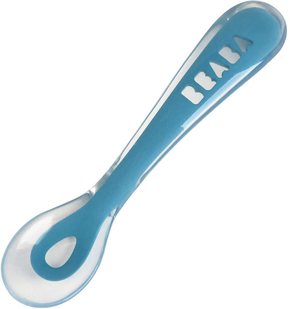 Cuillère bébé en silicone 2eme âge Soft Bleu Beaba - Dröm Design