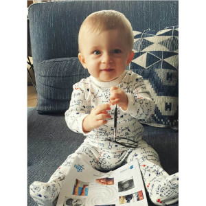 Pyjama bébé avec pieds en coton bio "Math Sup" Changemacouche