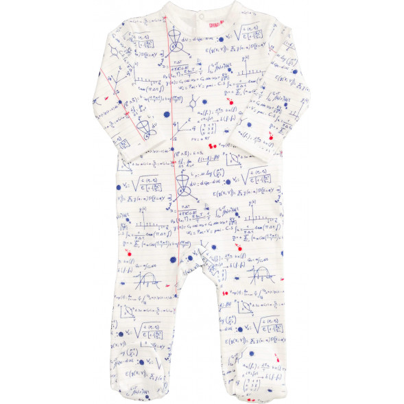 Pyjama bébé avec pieds en jersey de coton bio "Math Sup"