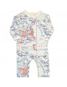 Pyjama bébé avec pieds en coton bio "Carte d'écolier" Changemacouche