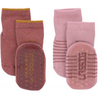 Chaussettes bébé (12-24 mois) anti-dérapantes en coton bio "Rose" (x2)