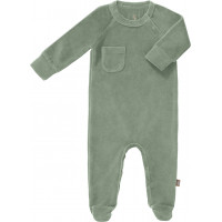 Pyjama bébé avec pieds en coton bio Velours "Vert Forêt"